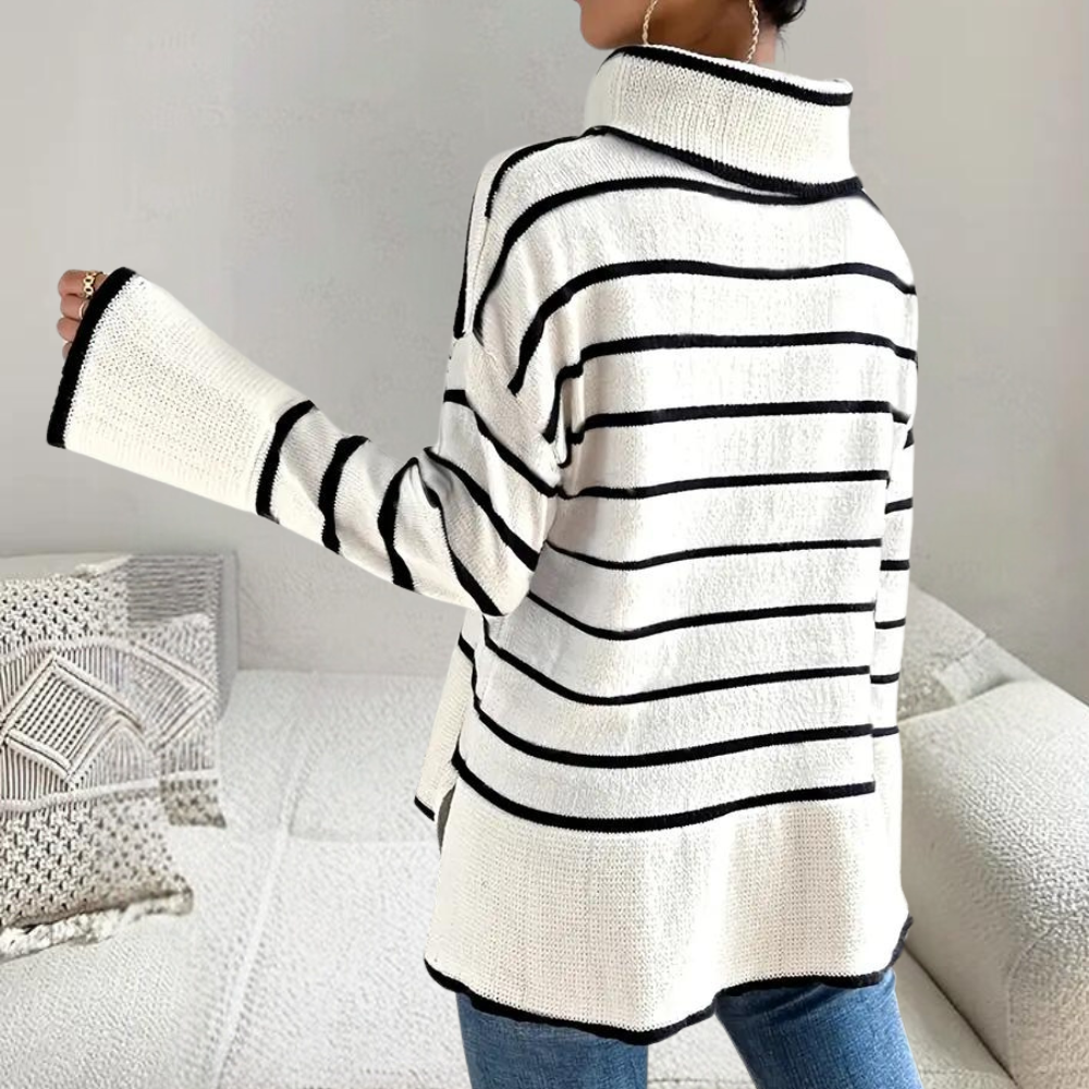 Drune | Trendiger Gestreifter Rollkragenpullover für Damen