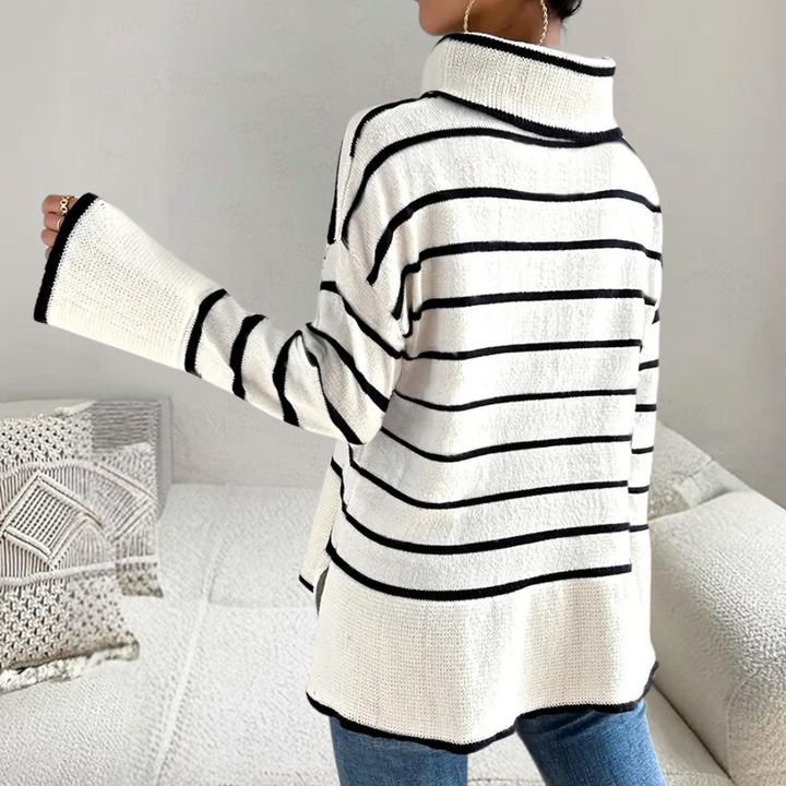 Drune | Trendiger Gestreifter Rollkragenpullover für Damen