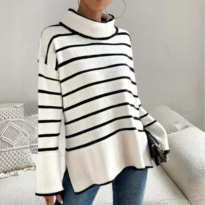 Drune | Trendiger Gestreifter Rollkragenpullover für Damen