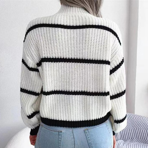 Drune | Modischer Weicher Damenpullover mit Hohem Halsausschnitt