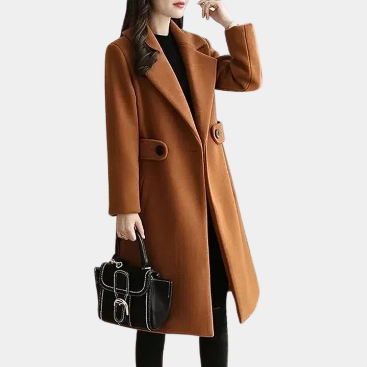 Drune | Wollmischung Überjacke - eleganter, taillierter langer Mantel für Frauen