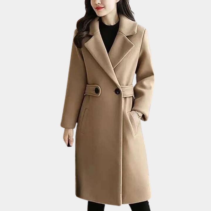 Drune | Wollmischung Überjacke - eleganter, taillierter langer Mantel für Frauen