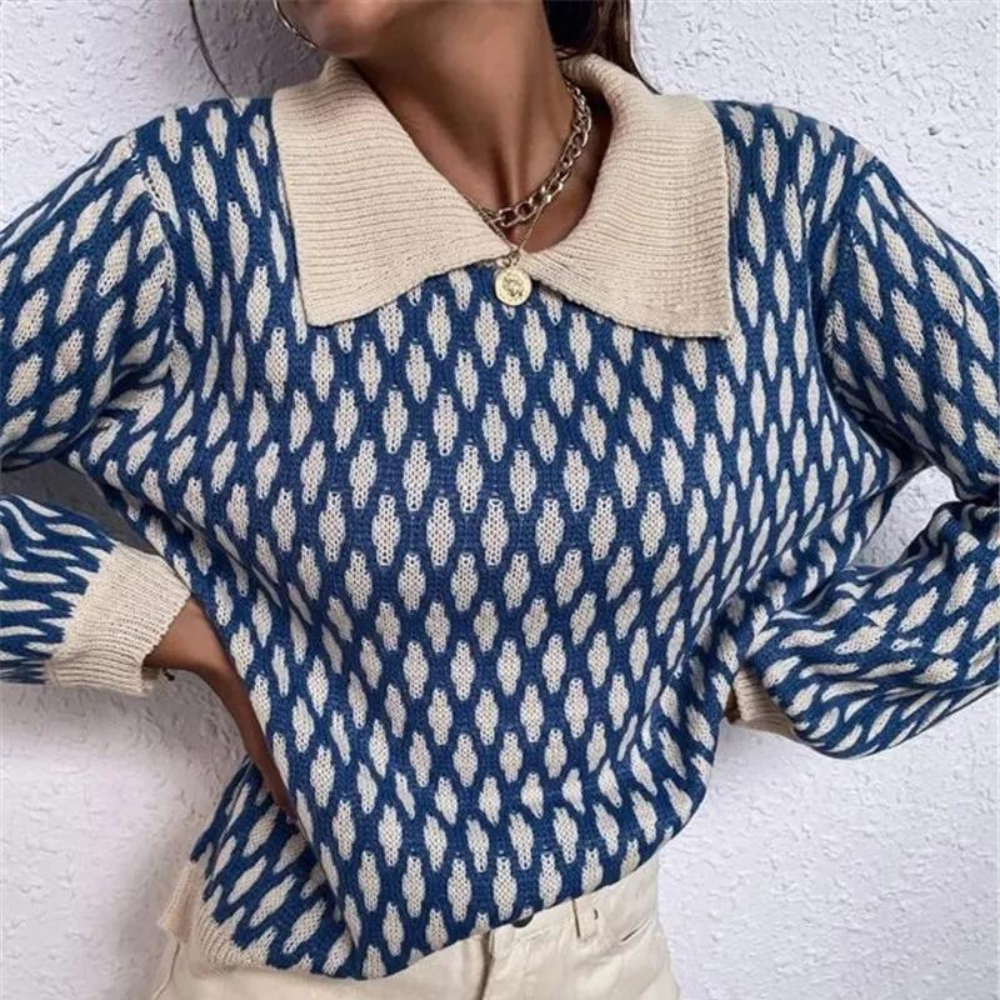 Drune | Trendiger Damenpullover mit Kragenausschnitt