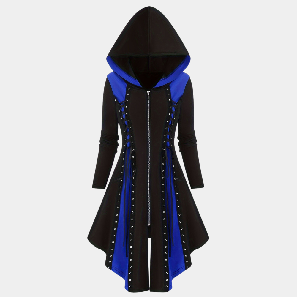 Drune | Stilvolle Kapuzenpullover Kleid mit Reißverschluss