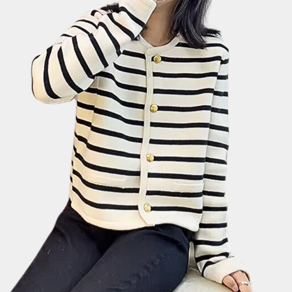 Drune | Stylische Gestreifte Strickjacke für Frauen