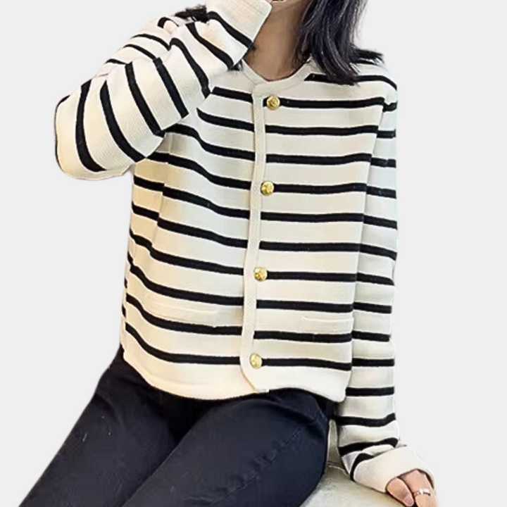Drune | Stylische Gestreifte Strickjacke für Frauen