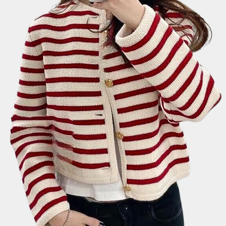 Drune | Stylische Gestreifte Strickjacke für Frauen