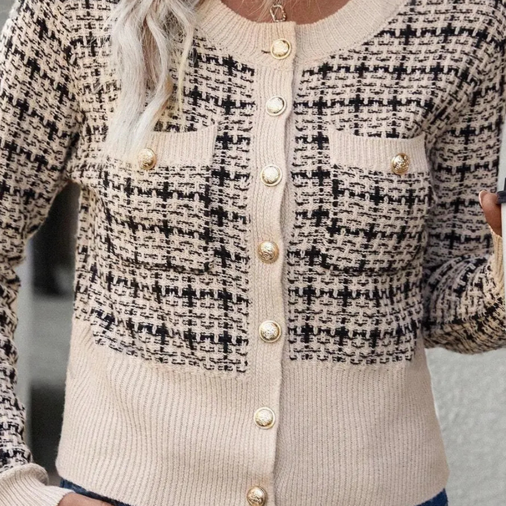 Drune | Elegante Strickjacke Für Damen Mit Feinem Muster