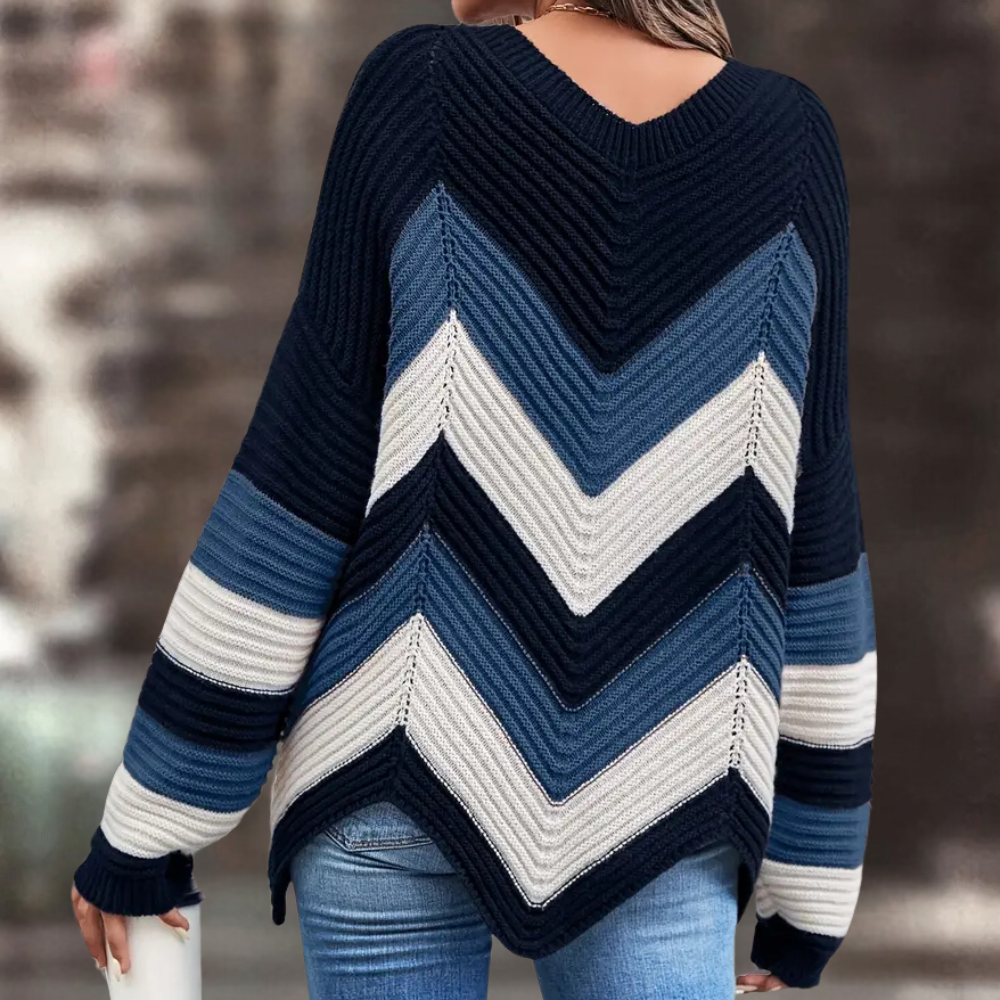 Drune | Damen Strickpullover mit Modischem Wellenmuster