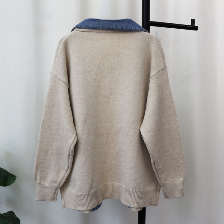 Drune | Stilvolle Gestrickte Damenweste mit Denim Akzenten