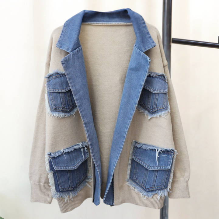 Drune | Stilvolle Gestrickte Damenweste mit Denim Akzenten