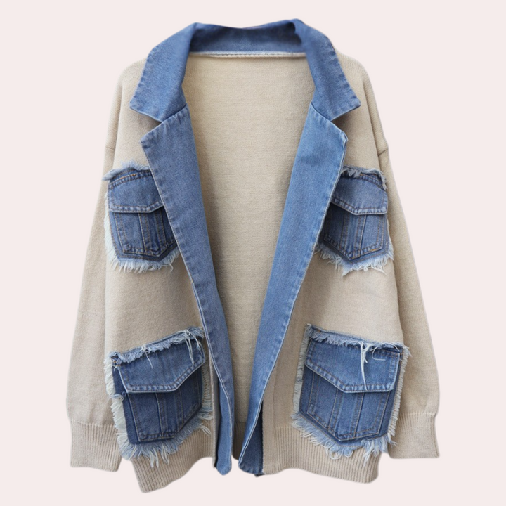 Drune | Stilvolle Gestrickte Damenweste mit Denim Akzenten
