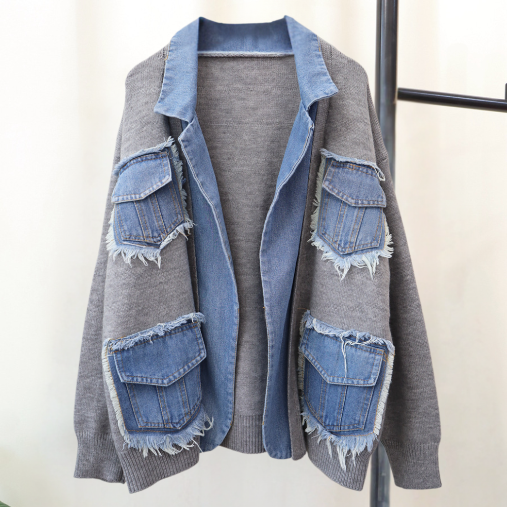 Drune | Stilvolle Gestrickte Damenweste mit Denim Akzenten