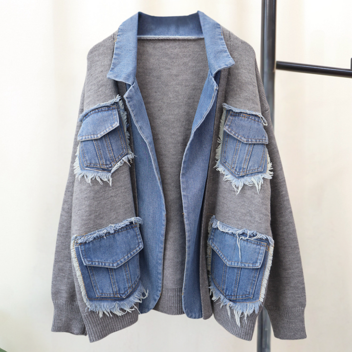 Drune | Stilvolle Gestrickte Damenweste mit Denim Akzenten