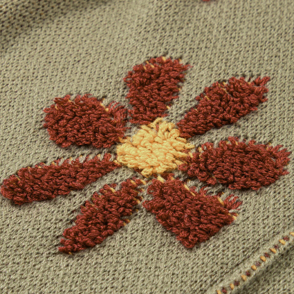 Drune | Strickjacke mit Blumenstickerei Fantasiegewebe Entspannung & Stil