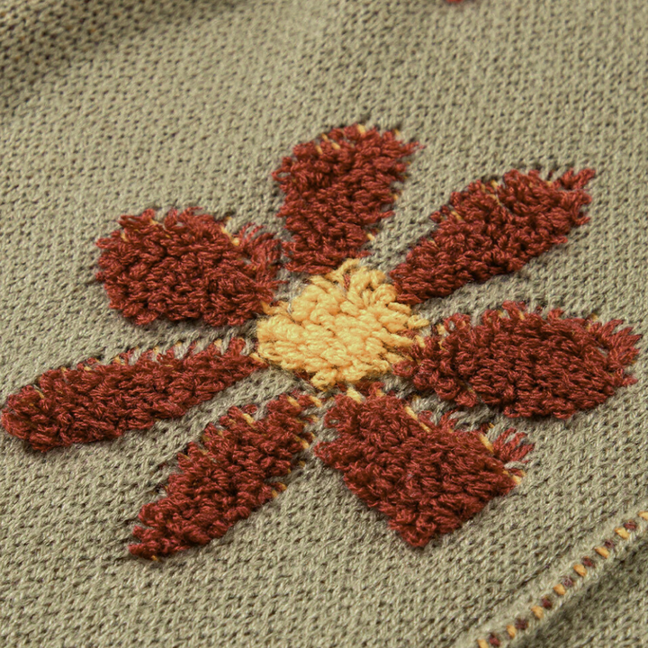 Drune | Strickjacke mit Blumenstickerei Fantasiegewebe Entspannung & Stil