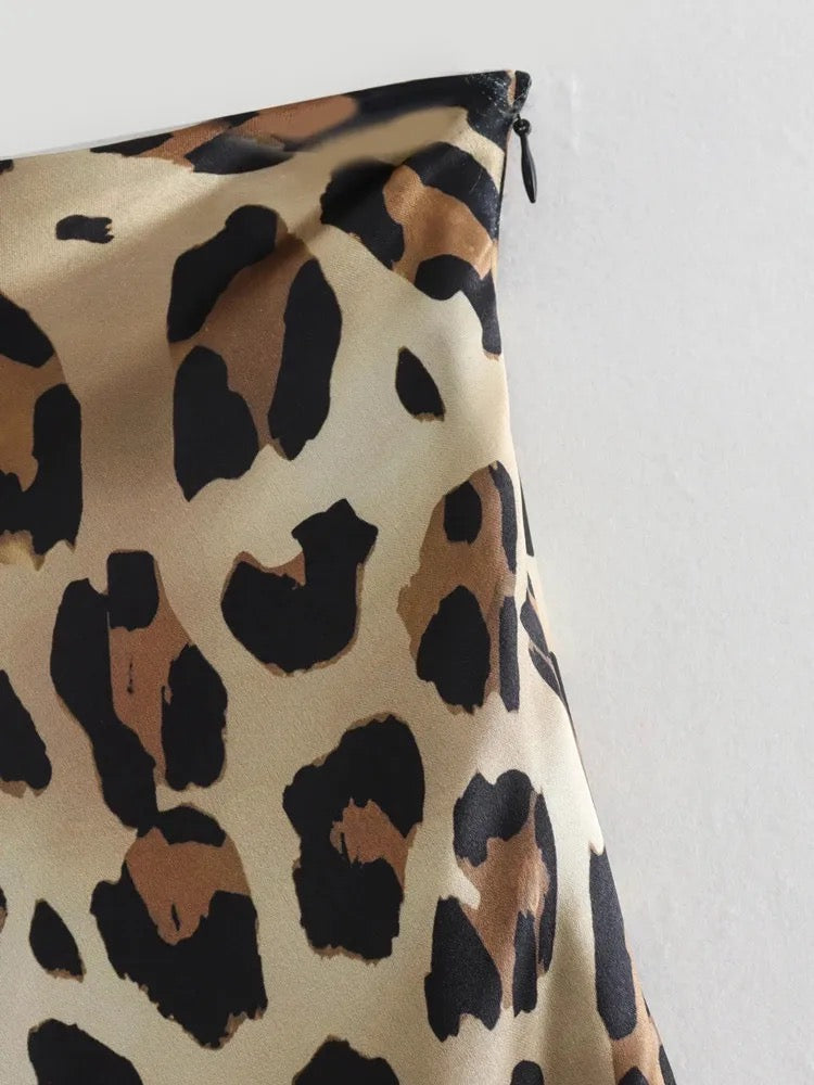 Drune | Leopardenmuster Satinrock