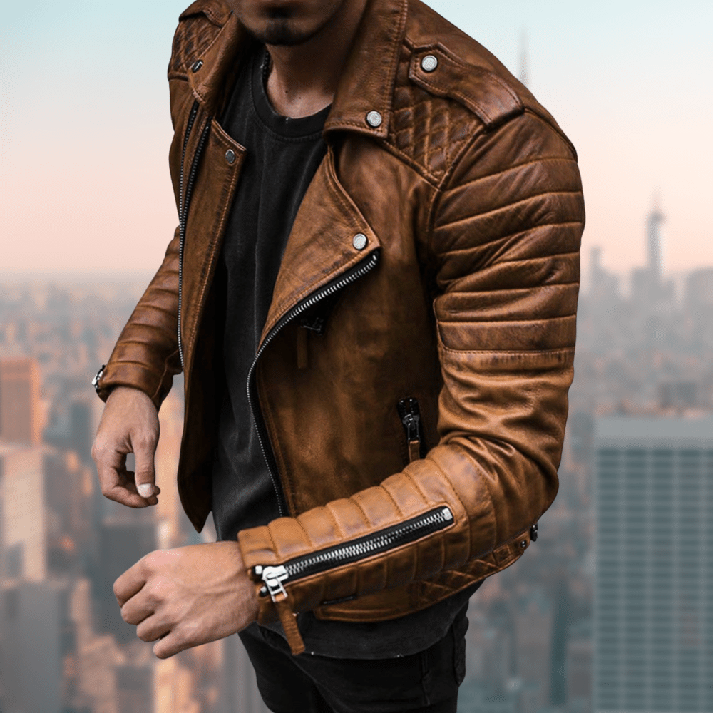 Drune | Herren Reißverschluss Jacke - Gequiltete Ärmel
