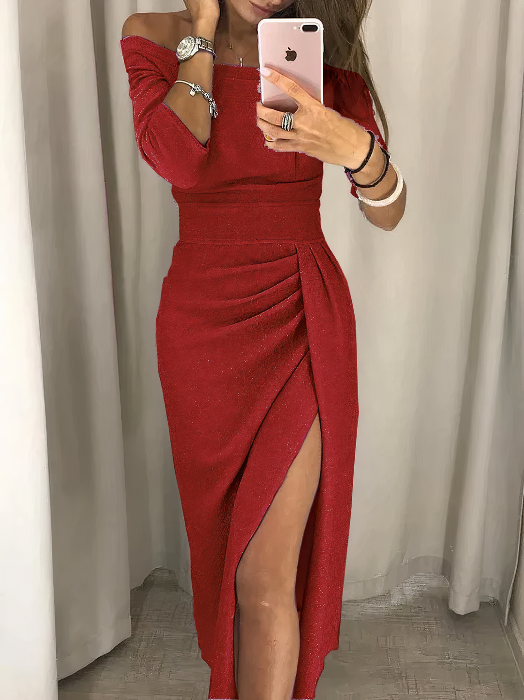 Drune | Off-Shoulder Glitzerkleid