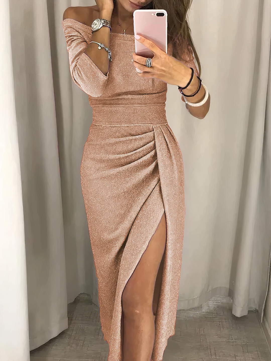 Drune | Off-Shoulder Glitzerkleid