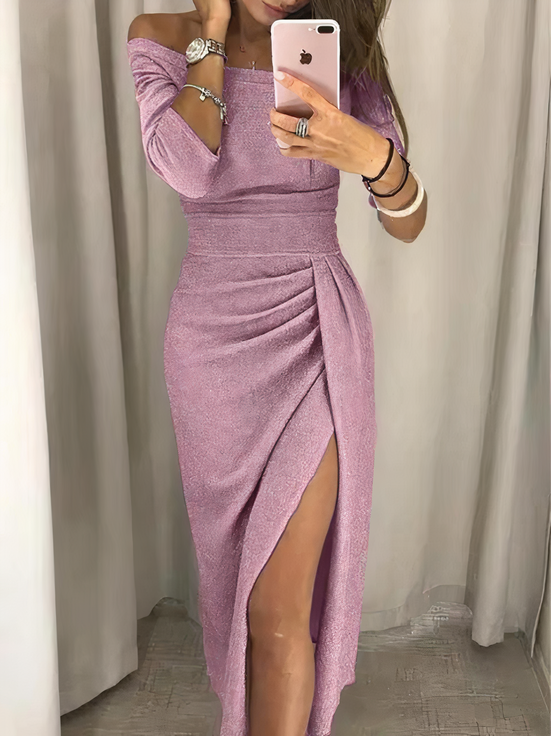 Drune | Off-Shoulder Glitzerkleid