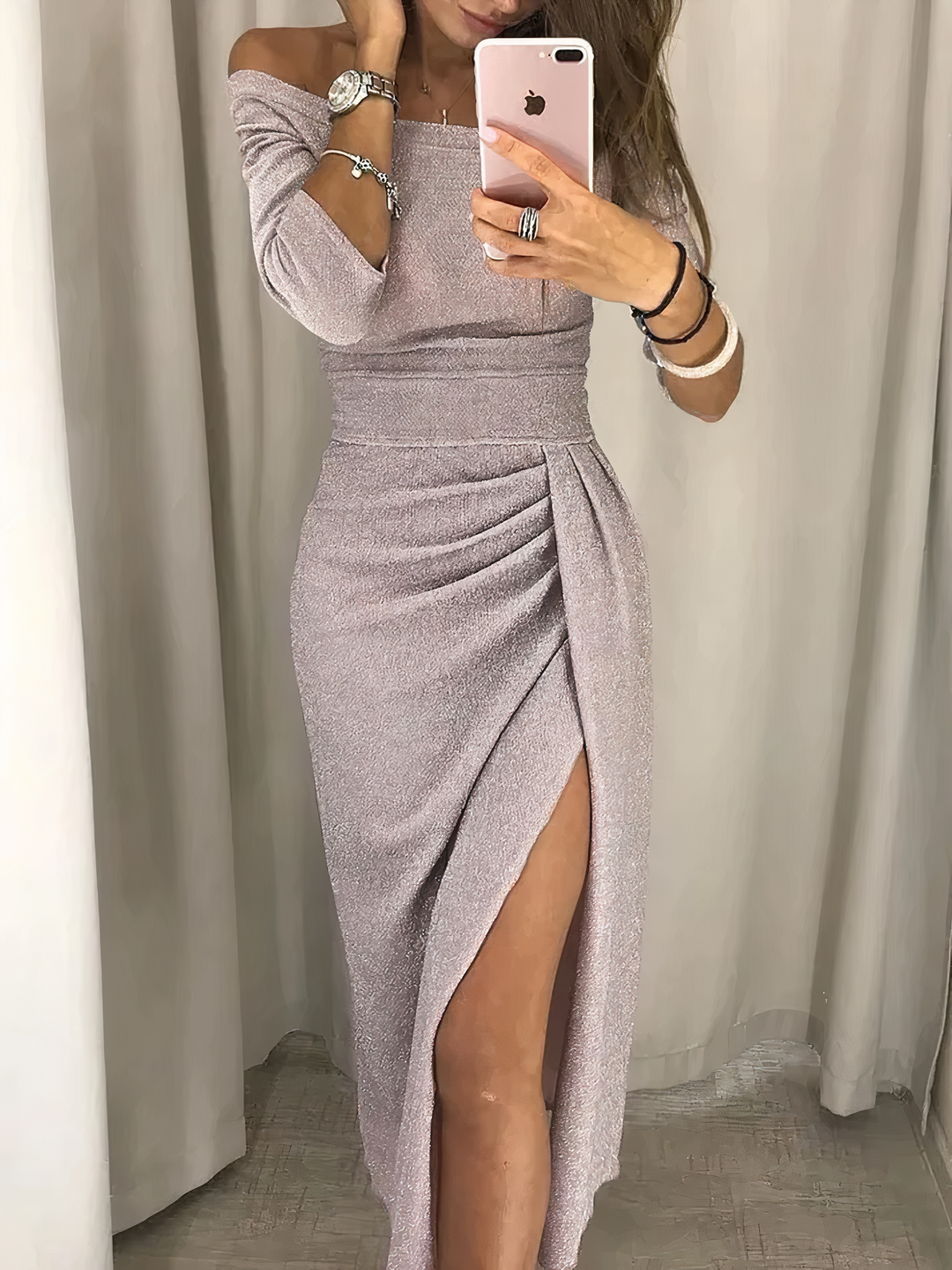 Drune | Off-Shoulder Glitzerkleid