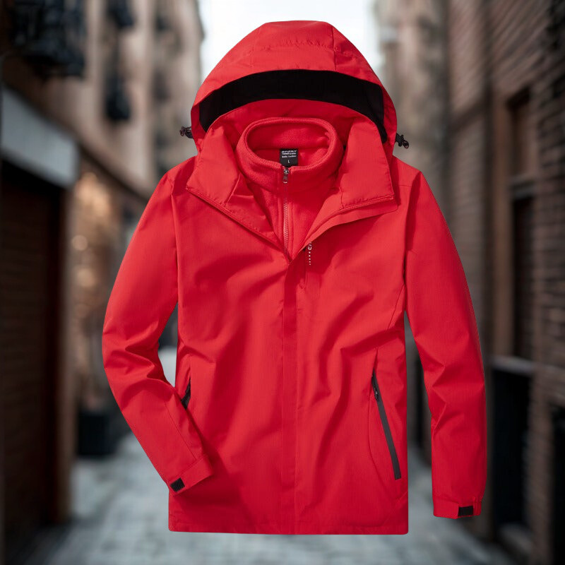 Drune | Outdoor-Jacke 3-in-1 Wetterfest Abnehmbares Fleece-Innenfutter Verstellbare Kapuze