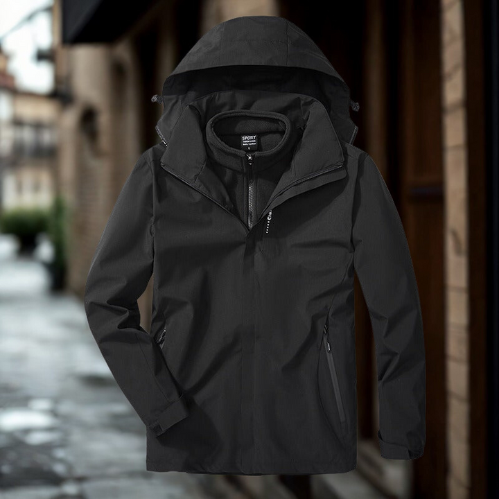 Drune | Outdoor-Jacke 3-in-1 Wetterfest Abnehmbares Fleece-Innenfutter Verstellbare Kapuze