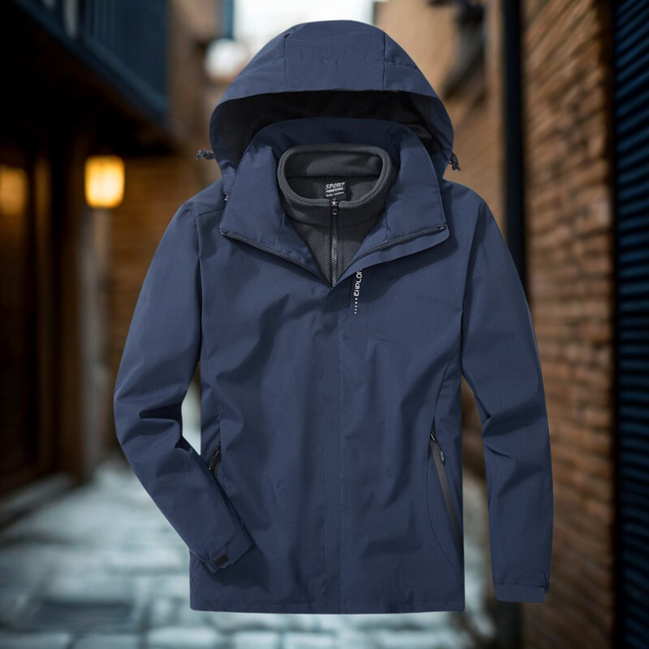 Drune | Outdoor-Jacke 3-in-1 Wetterfest Abnehmbares Fleece-Innenfutter Verstellbare Kapuze