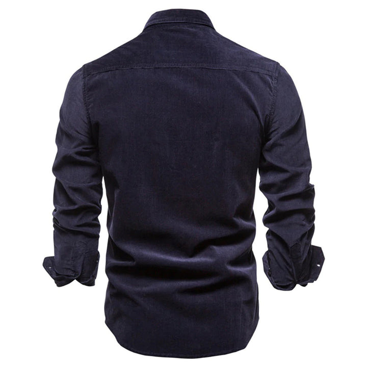 Drune | Cordhemd mit Brusttaschen - Langarm Freizeithemd im Workwear Look, Slim Fit Stil