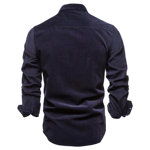 Drune | Cordhemd mit Brusttaschen - Langarm Freizeithemd im Workwear Look, Slim Fit Stil