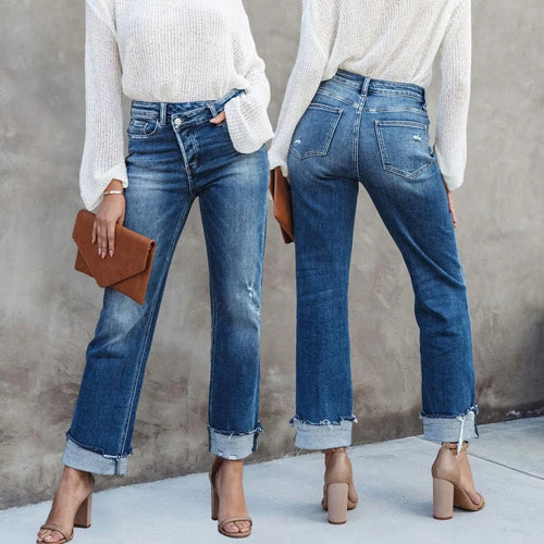 Drune | Trendy Jeanshose mit Hoher Taille