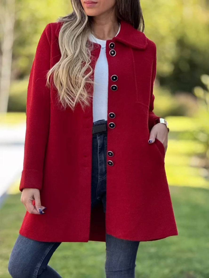Drune | Wollmischung Jacke - raffinierte lange Knopf-Oberbekleidung