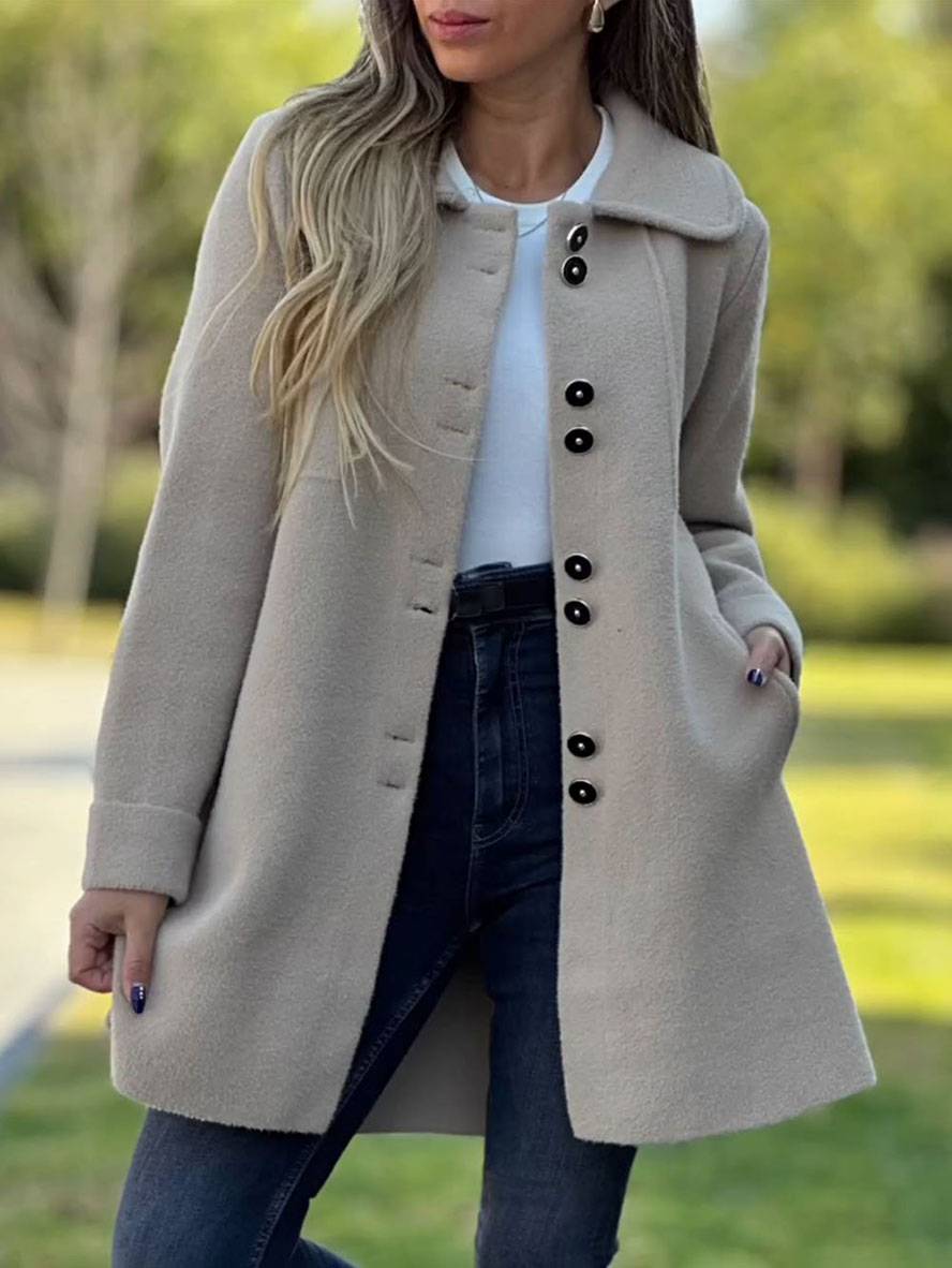 Drune | Wollmischung Jacke - raffinierte lange Knopf-Oberbekleidung