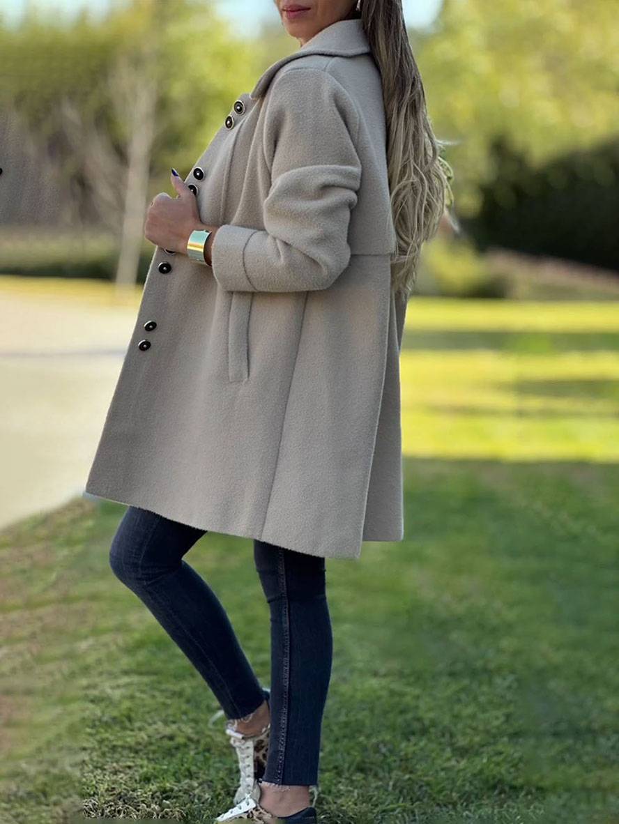Drune | Wollmischung Jacke - raffinierte lange Knopf-Oberbekleidung