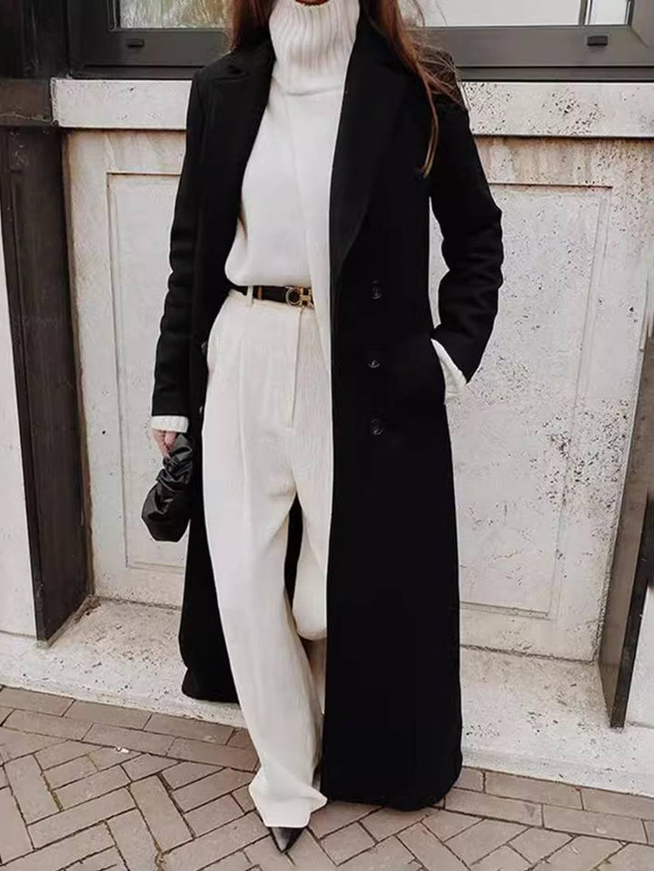 Drune | schwarze Überjacke - eleganter Mantel mit geräumigen Taschen