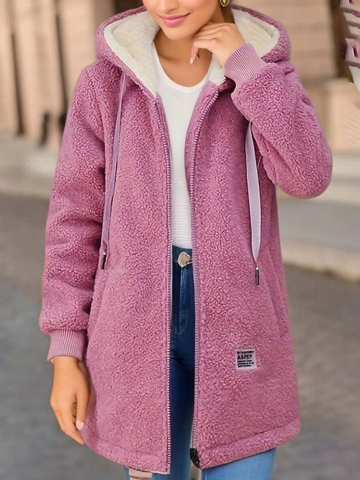 Drune | Mittel-Langen Hoodie Polar Jacke Reißverschluss Lange Ärmel Damen Freizeit Locker Jacke