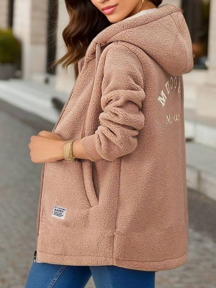 Drune | Mittel-Langen Hoodie Polar Jacke Reißverschluss Lange Ärmel Damen Freizeit Locker Jacke