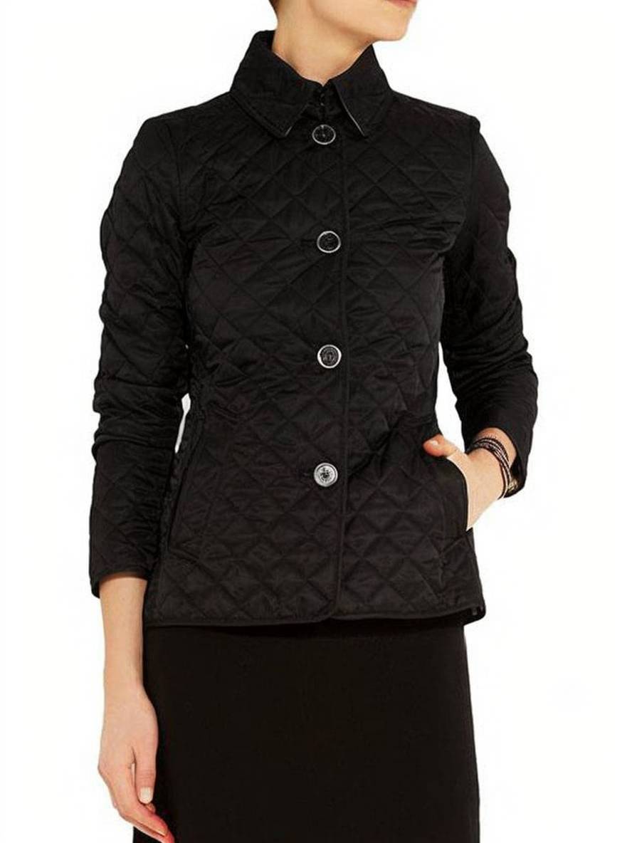 Drune | Kurzer Einfarbiger Mantel mit Knopf-Taschen Revers Lange Ärmel Damen Elegante Freizeitjacke