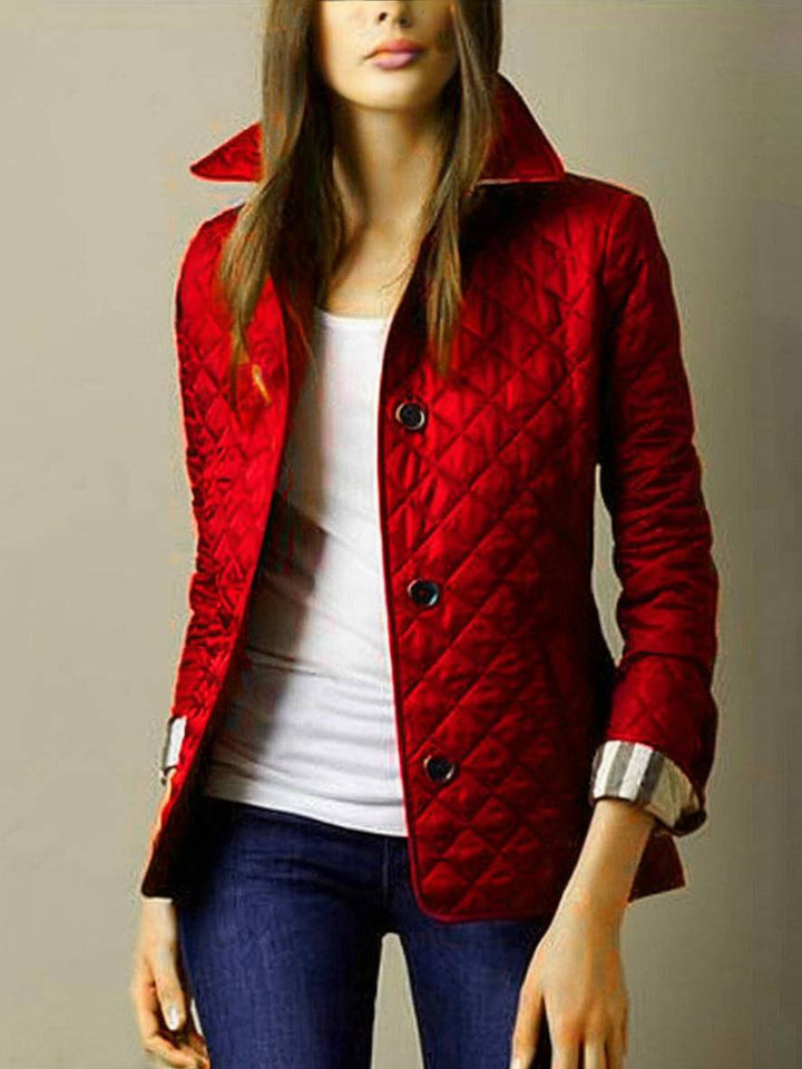 Drune | Kurzer Einfarbiger Mantel mit Knopf-Taschen Revers Lange Ärmel Damen Elegante Freizeitjacke