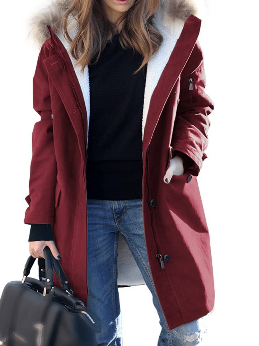 Drune | Parka Jack - mid-langer Winterjacke mit Kapuze und Kunstpelz