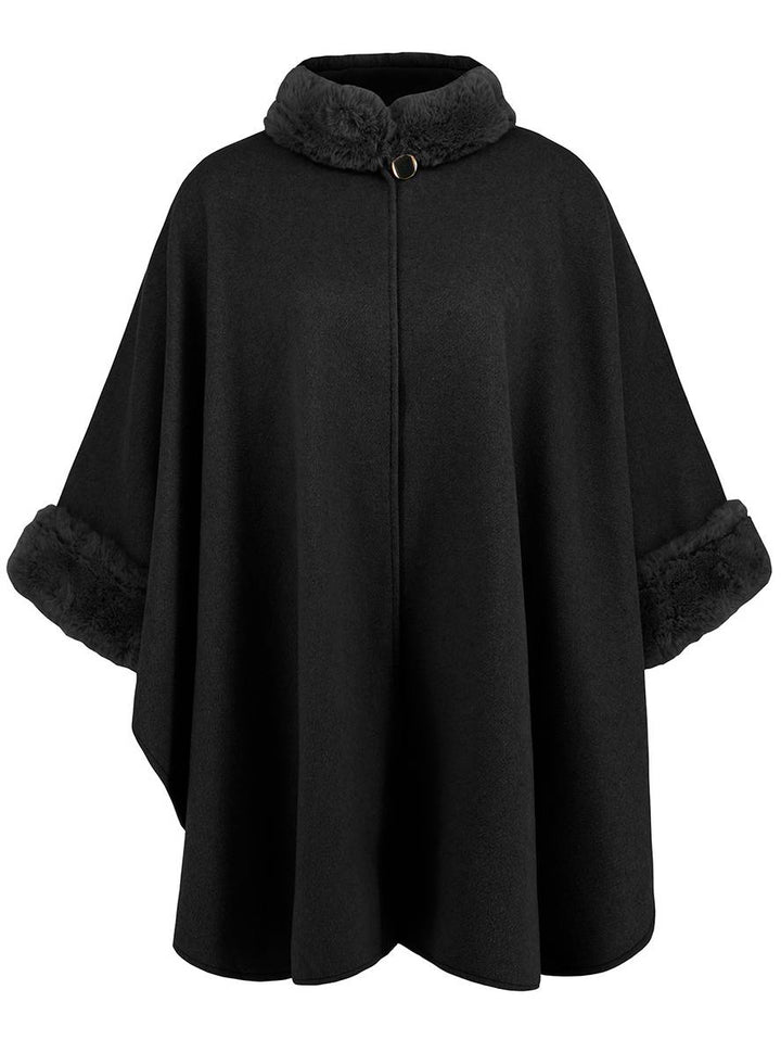 Drune | Mid-Length Poncho Mantel Damen Unregelmäßig Knöpfe Fledermausärmel Damen Elegant Lässig Oversized Jacke