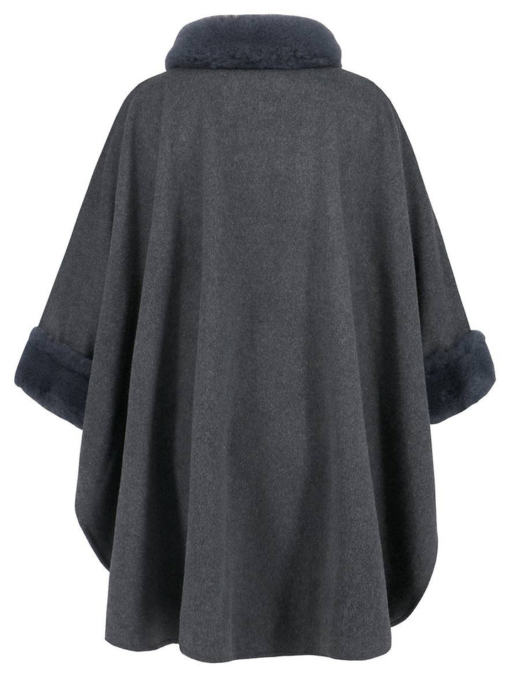 Drune | Mid-Length Poncho Mantel Damen Unregelmäßig Knöpfe Fledermausärmel Damen Elegant Lässig Oversized Jacke