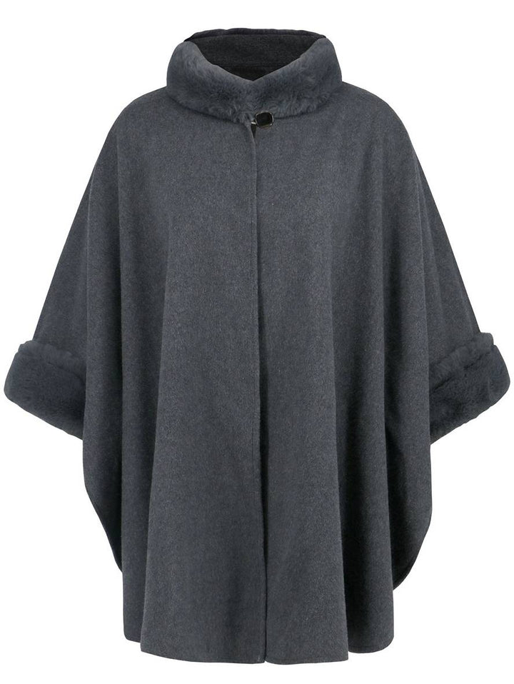 Drune | Mid-Length Poncho Mantel Damen Unregelmäßig Knöpfe Fledermausärmel Damen Elegant Lässig Oversized Jacke