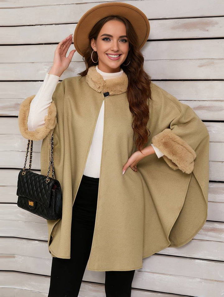 Drune | Mid-Length Poncho Mantel Damen Unregelmäßig Knöpfe Fledermausärmel Damen Elegant Lässig Oversized Jacke