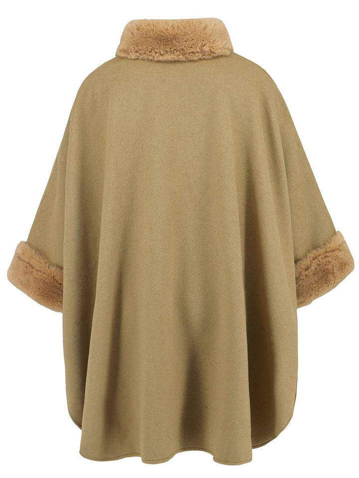 Drune | Mid-Length Poncho Mantel Damen Unregelmäßig Knöpfe Fledermausärmel Damen Elegant Lässig Oversized Jacke