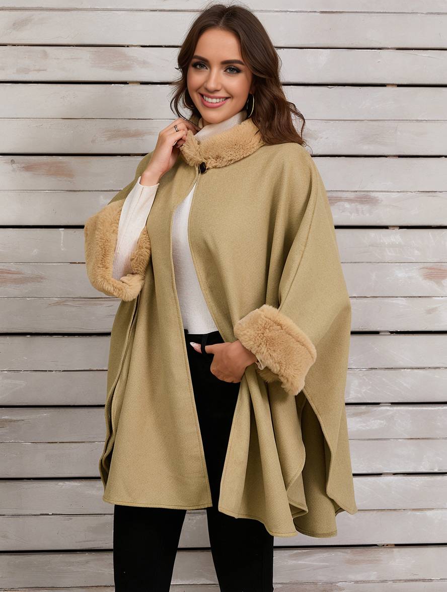 Drune | Mid-Length Poncho Mantel Damen Unregelmäßig Knöpfe Fledermausärmel Damen Elegant Lässig Oversized Jacke