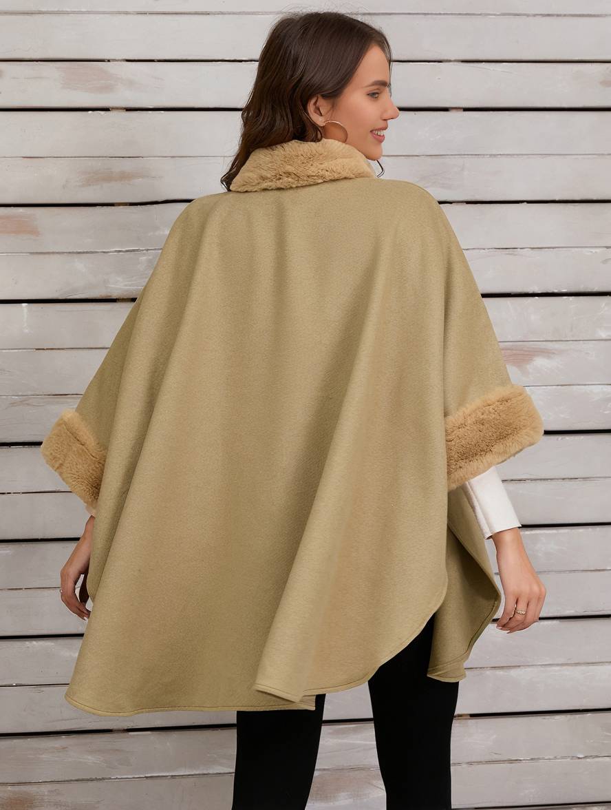 Drune | Mid-Length Poncho Mantel Damen Unregelmäßig Knöpfe Fledermausärmel Damen Elegant Lässig Oversized Jacke