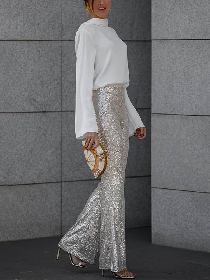 Drune | Bluse Offene Rückseite Satin Rückenfrei Lange Ärmel Damen Elegant Leger Hemd