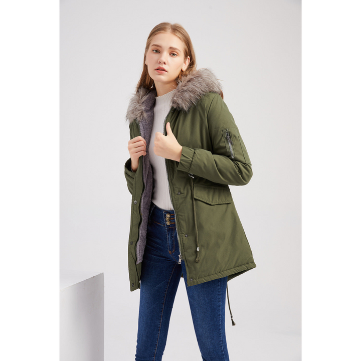 Drune | Damen Klassische Kapuzenparkajacke Winterjacke
